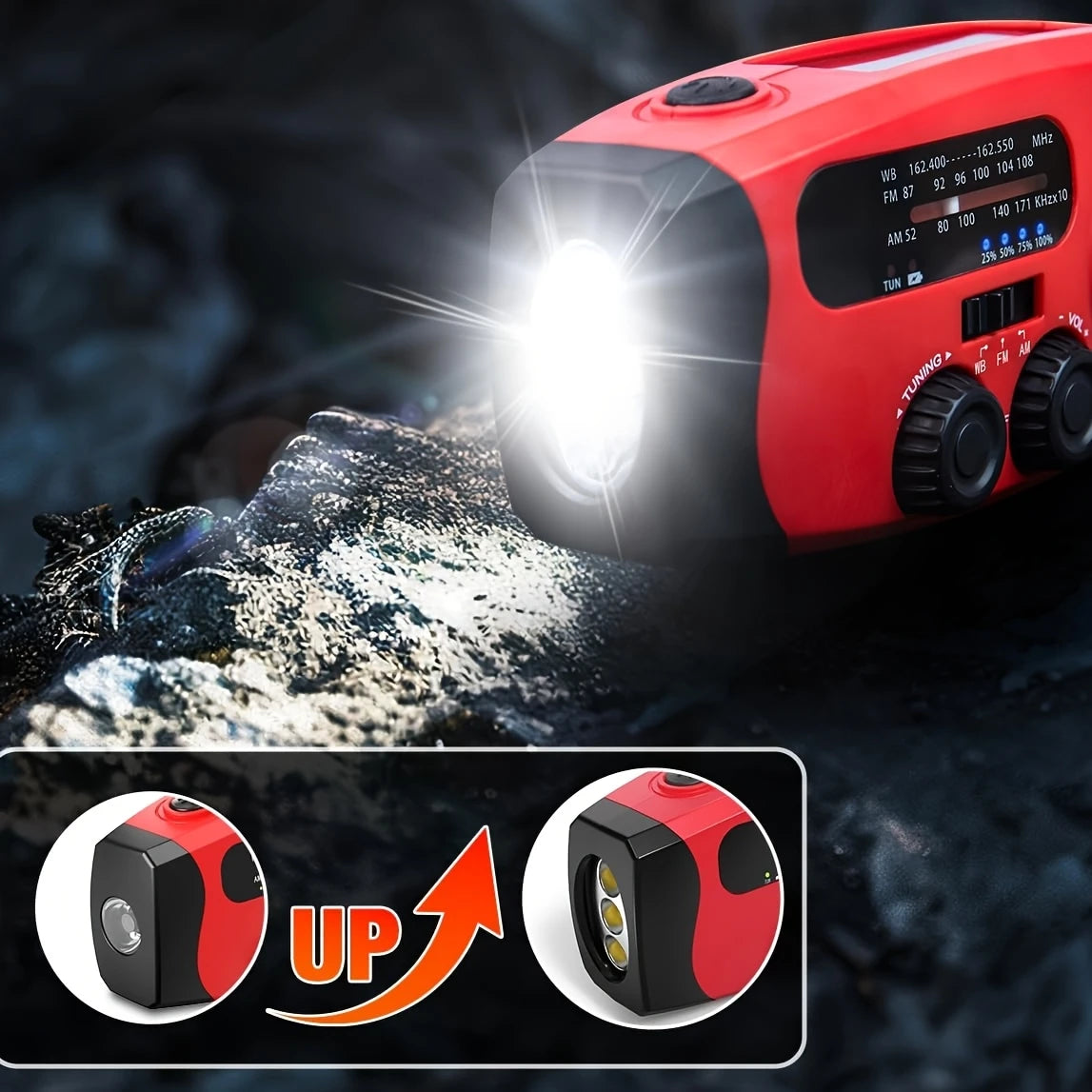 Noodradio met 3-LED zaklampen