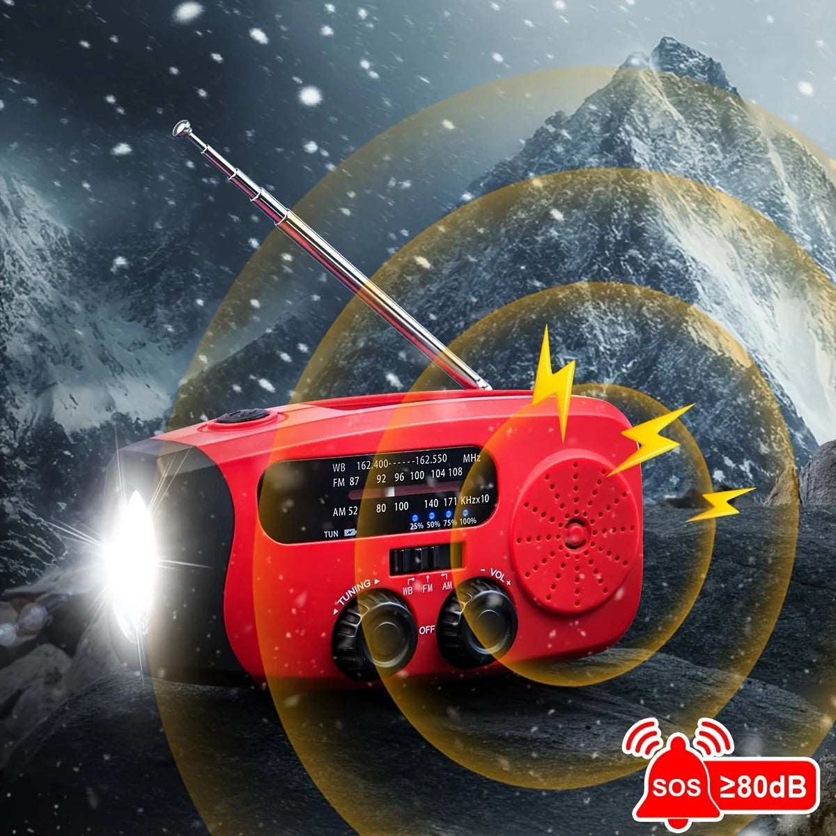 Noodradio met 3-LED zaklampen