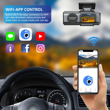 4K Dashcam WIFI Voor en Achter